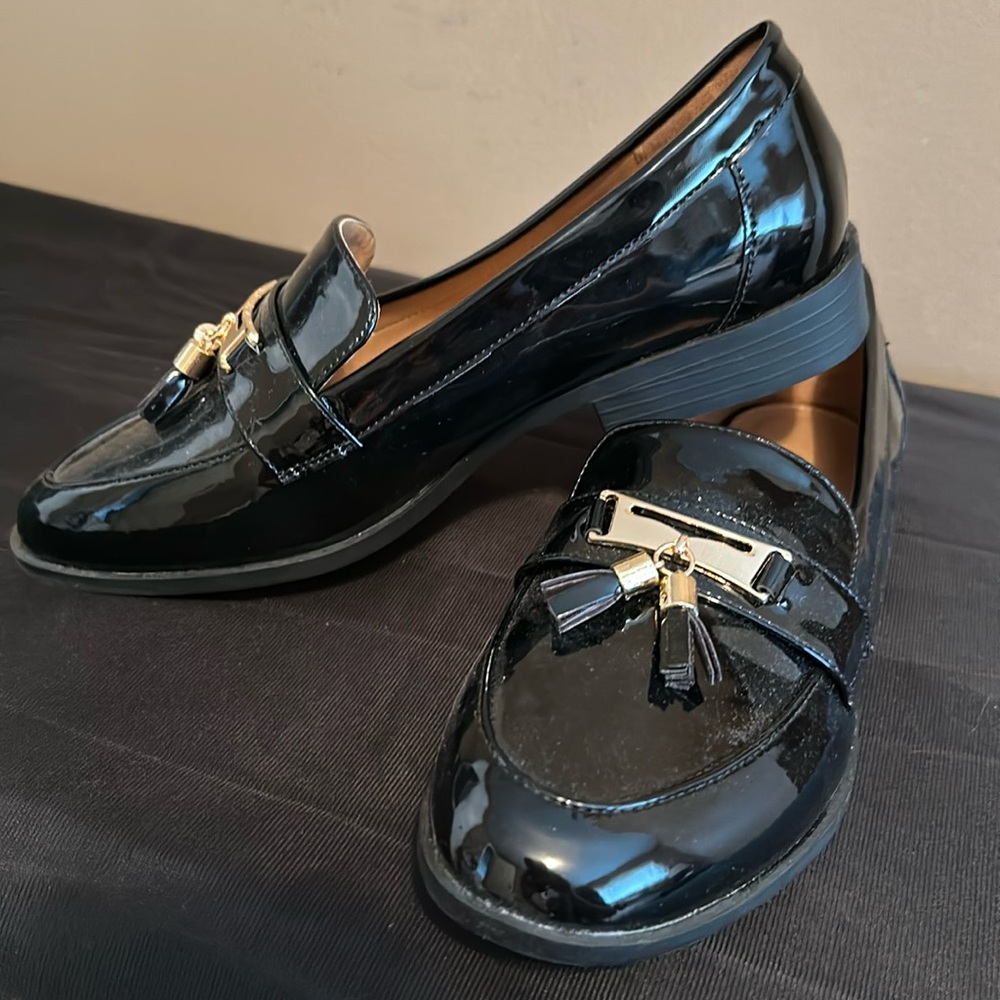 New Never Worn! Black Patent Loafers with Tassel Detail